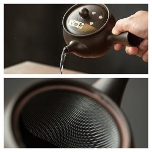 Traditional Hand Painted Vintage Plum Theme Ceramic Japanese Kyusu Teapots