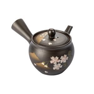 Traditional Hand Painted Vintage Plum Theme Ceramic Japanese Kyusu Teapots
