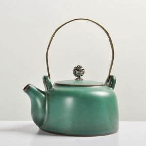 White Black And Green Vintage Rough Pottery Japanese Style Teapot Sets