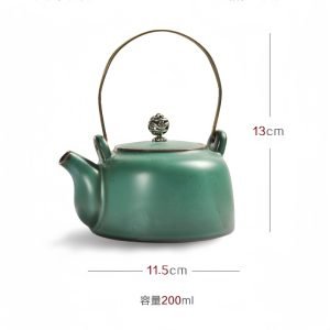 White Black And Green Vintage Rough Pottery Japanese Style Teapot Sets
