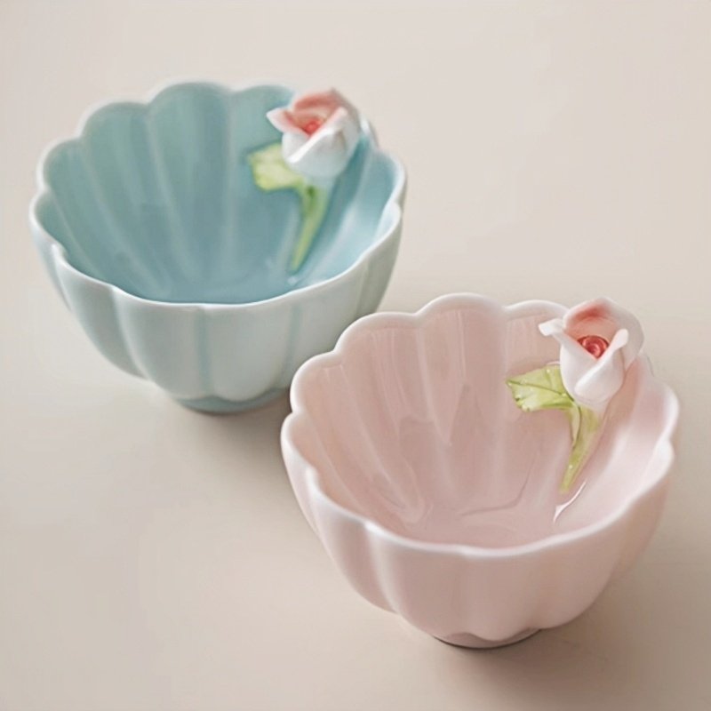 Unique Handmade Ceramic Chinese Blue And Pink Rose Shaped Master Tea Cup With Gift Box Unique Handmade Ceramic Chinese Blue And Pink Rose Shaped Master Tea Cup With Gift Box