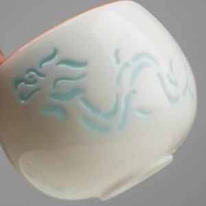 White Ceramic Hollowed Out Delicate Glaze Chinese Simplified Dragon And Phoenix Theme Gongfu Tea Cup