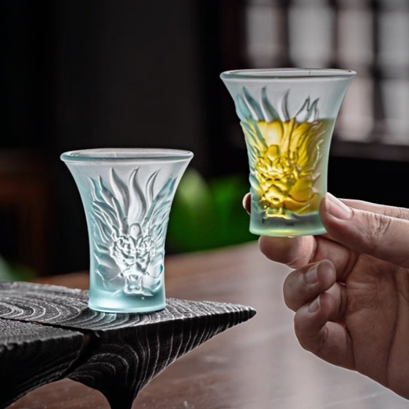 Coloured Glaze Japanese Antique Handmade Relief Dragon Head Tea Ceremony Mug Coloured Glaze Japanese Antique Handmade Relief Dragon Head Tea Ceremony Mug