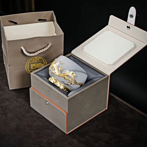 Chinese Handmade Colored Glaze Gold Dragon Family Name Master Cup