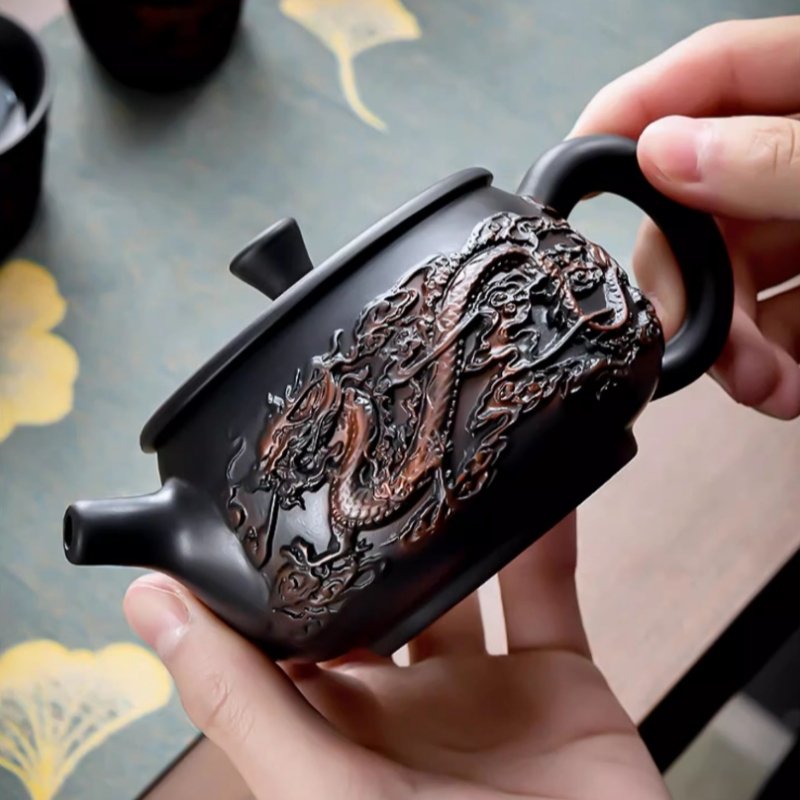 Unique Purple Pottery Vintage Teavana Black Dragon And Phoenix Gongfu Tea Ceremony Teapot Unique Purple Pottery Vintage Teavana Black Dragon And Phoenix Gongfu Tea Ceremony Teapot