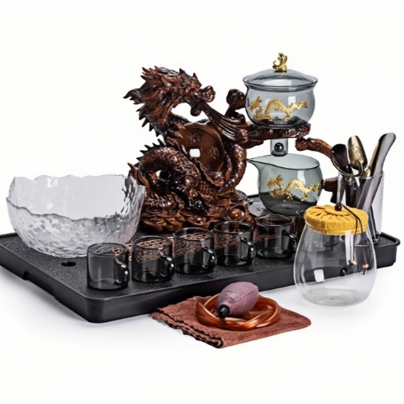 Year Of The Dragon Semi Glass Automatic Lazy Ware Tea Set Gold Dragon Antique Design Year Of The Dragon Semi Glass Automatic Lazy Ware Tea Set Gold Dragon Antique Design