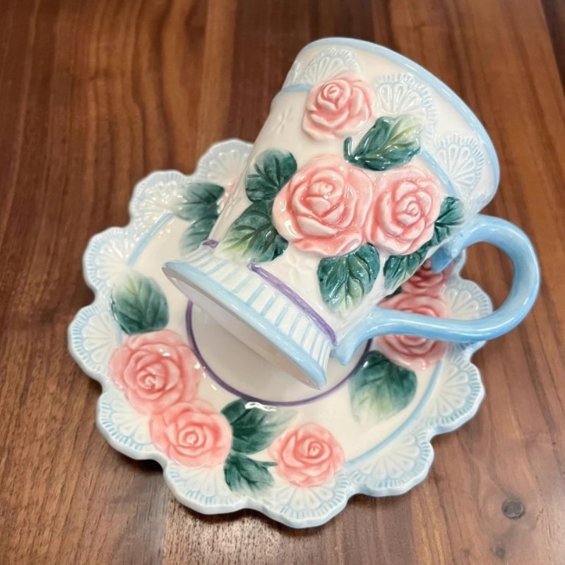 English Vintage Ceramic Handmade Paragon Old Country Blue Rose Tea Cup English Vintage Ceramic Handmade Paragon Old Country Blue Rose Tea Cup