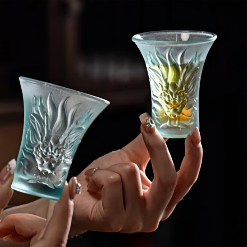 Coloured Glaze Japanese Antique Handmade Relief Dragon Head Tea Ceremony Mug Coloured Glaze Japanese Antique Handmade Relief Dragon Head Tea Ceremony Mug