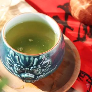 Blue Ceramic Chinese Year Of The Dragon Kung Fu Tea Ceremony Cup Dragon Head Figurine