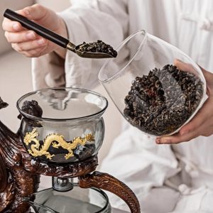 Year Of The Dragon Semi Glass Automatic Lazy Ware Tea Set Gold Dragon Antique Design