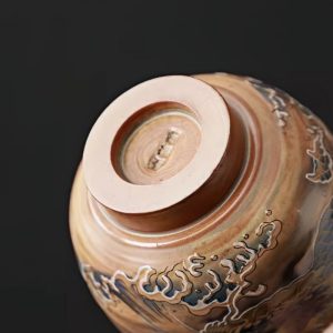 Rough Pottery Year Of The Dragon Tea Cup With Dragon Gaining Water Pattern