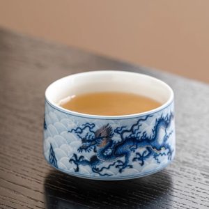 Traditional Blue And White Porcelain Exquisite Dragon Pattern Master Gongfu Tea Cup