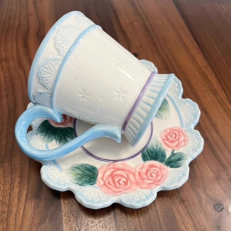 English Vintage Ceramic Handmade Paragon Old Country Blue Rose Tea Cup English Vintage Ceramic Handmade Paragon Old Country Blue Rose Tea Cup