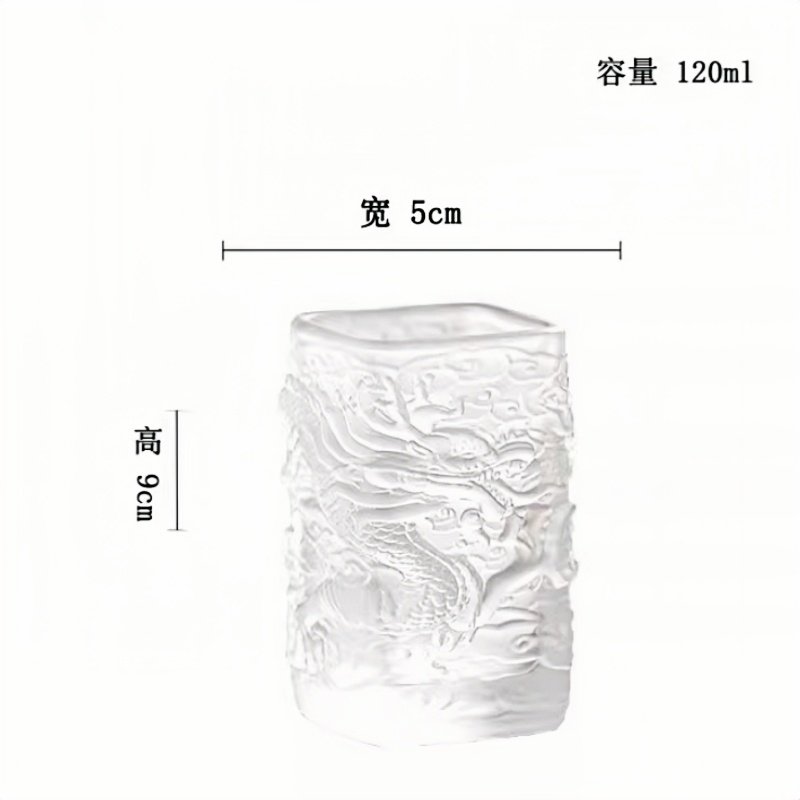Vintage Square Heat-resisting Clear Glass Master Tea Cup Creative Relief  Dragon Figurine Vintage Square Heat-resisting Clear Glass Master Tea Cup Creative Relief  Dragon Figurine