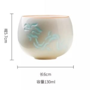 White Ceramic Hollowed Out Delicate Glaze Chinese Simplified Dragon And Phoenix Theme Gongfu Tea Cup