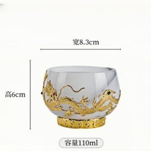 Chinese Handmade Colored Glaze Gold Dragon Family Name Master Cup