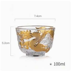 Vintage Square Heat-resisting Clear Glass Master Tea Cup Creative Relief  Dragon Figurine