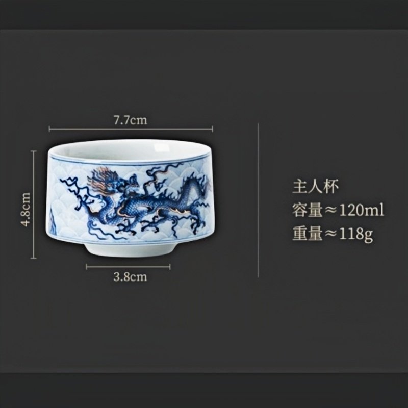 Traditional Blue And White Porcelain Exquisite Dragon Pattern Master Gongfu Tea Cup Traditional Blue And White Porcelain Exquisite Dragon Pattern Master Gongfu Tea Cup