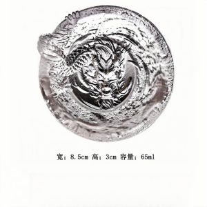 Japanese Crystal Clear Glass Creative Year Of The Dragon Tea Cups With Exquisite Coiled Dragon Figurine