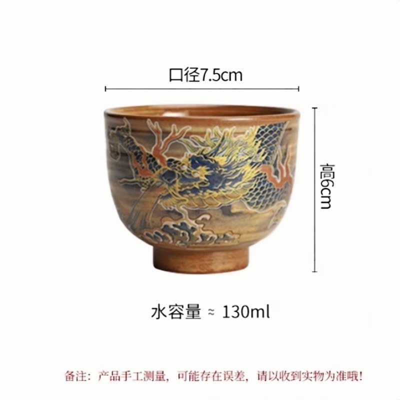 Rough Pottery Year Of The Dragon Tea Cup With Dragon Gaining Water Pattern Rough Pottery Year Of The Dragon Tea Cup With Dragon Gaining Water Pattern