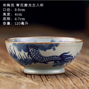 Vintage Blue And White Porcelain Hand-drawn Dragon Pattern Master Tea Cup Tea Accessories