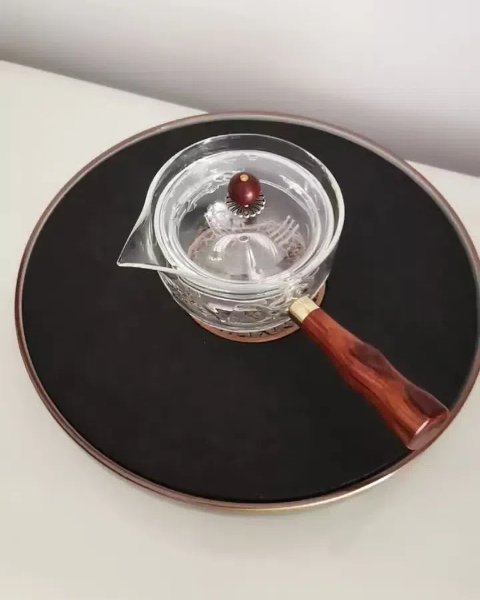 19 3 Fl Oz Transparent And Grey Rotating Glass Teapots With Glass Infusers And Wooden Handle